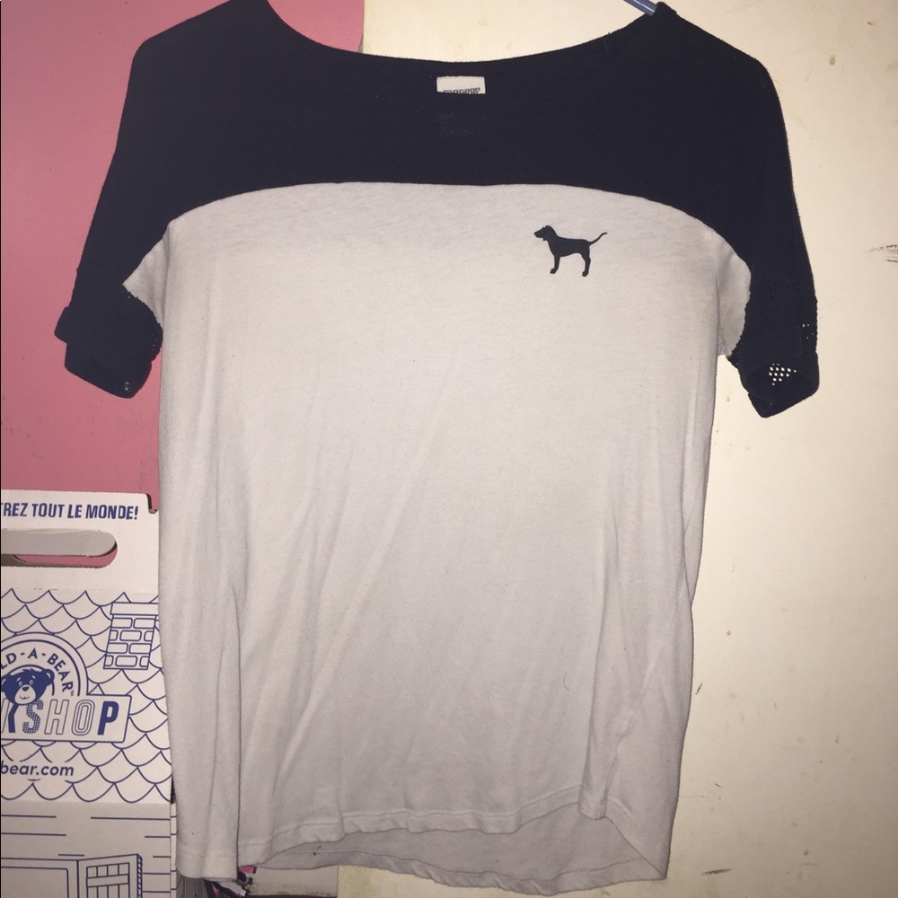 White and Black, PINK shirt (M)